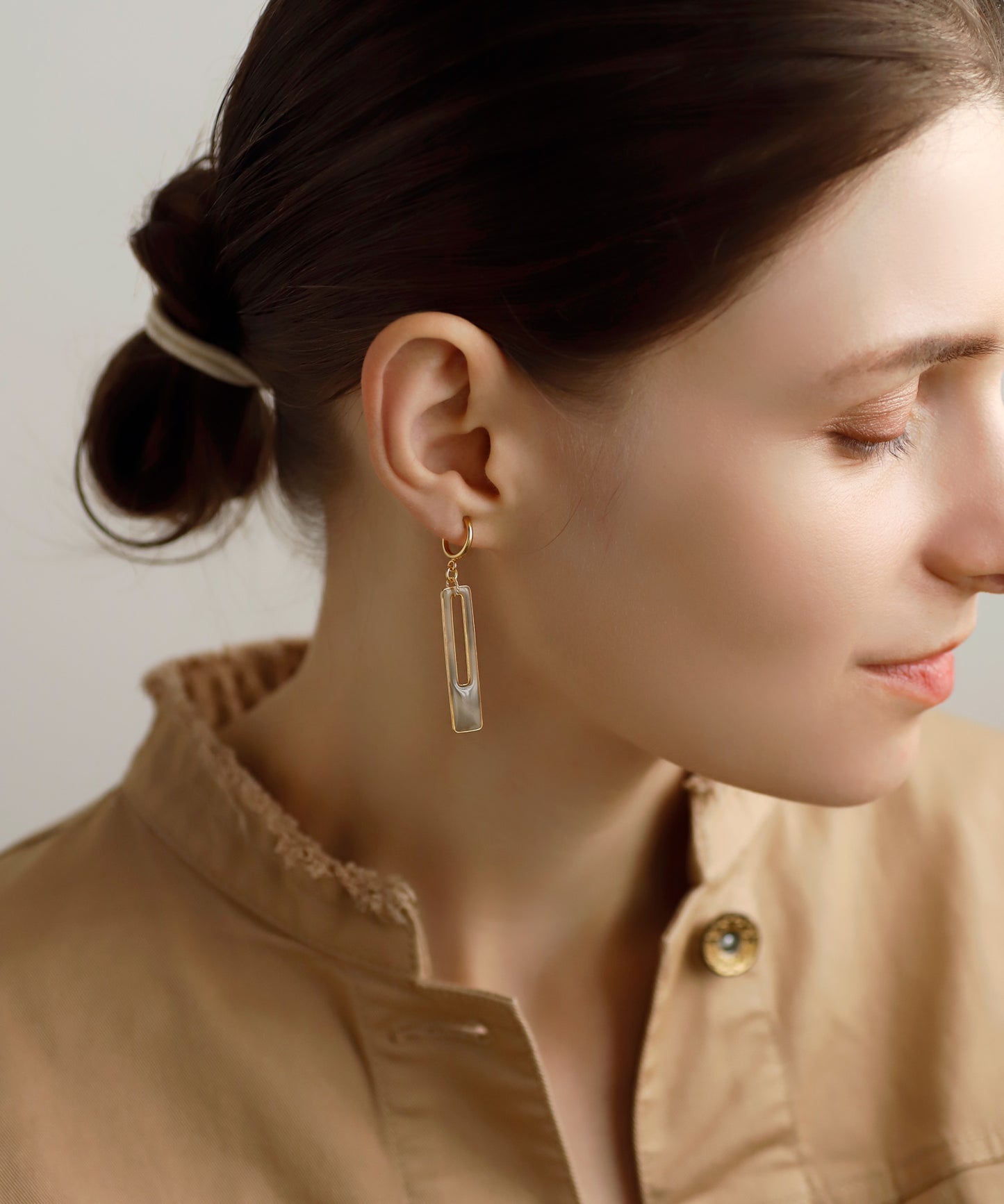 Marble Rectangular Clip On Earrings [Sheerchic]