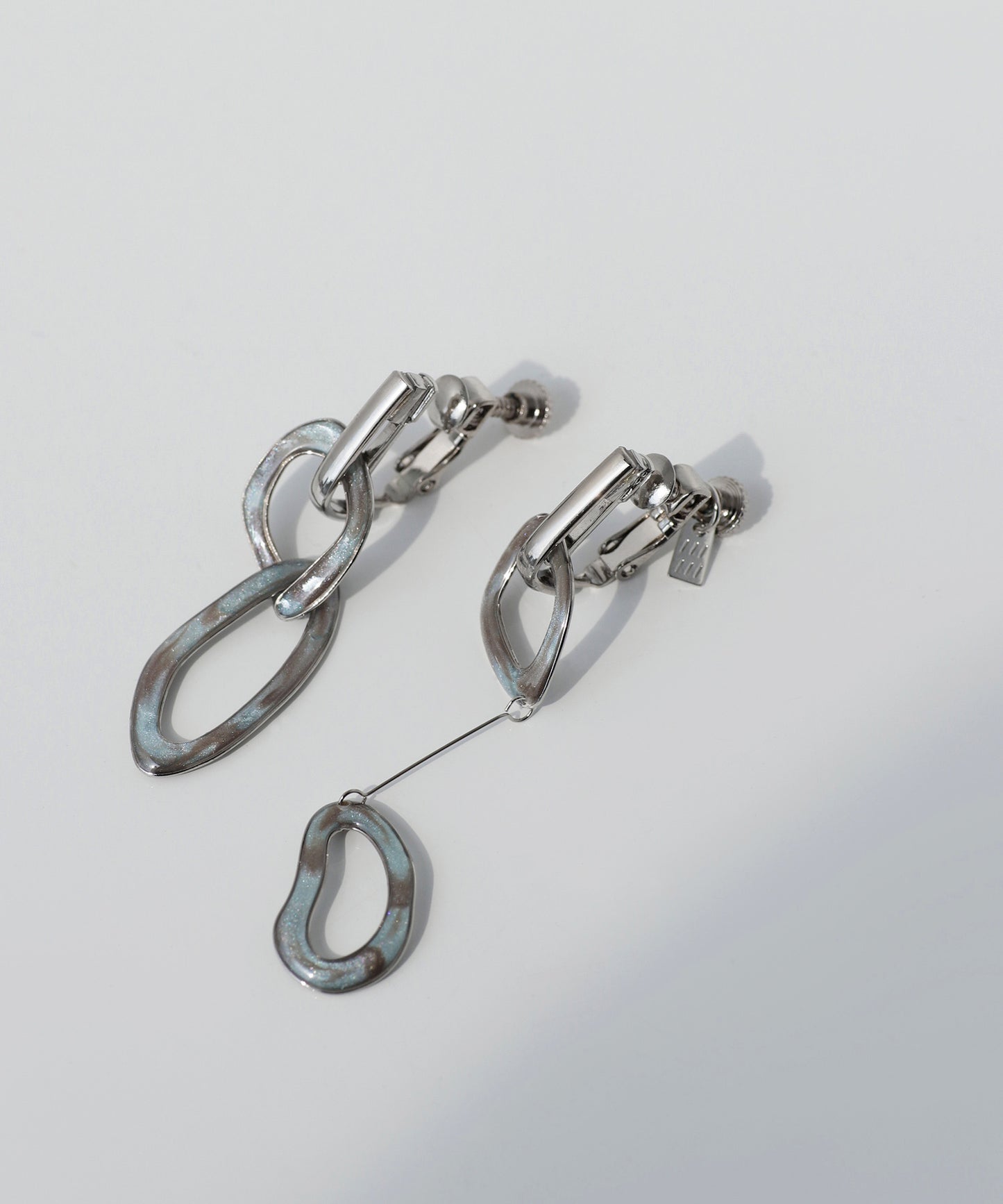 Marble Asymmetrical Clip On Earrings