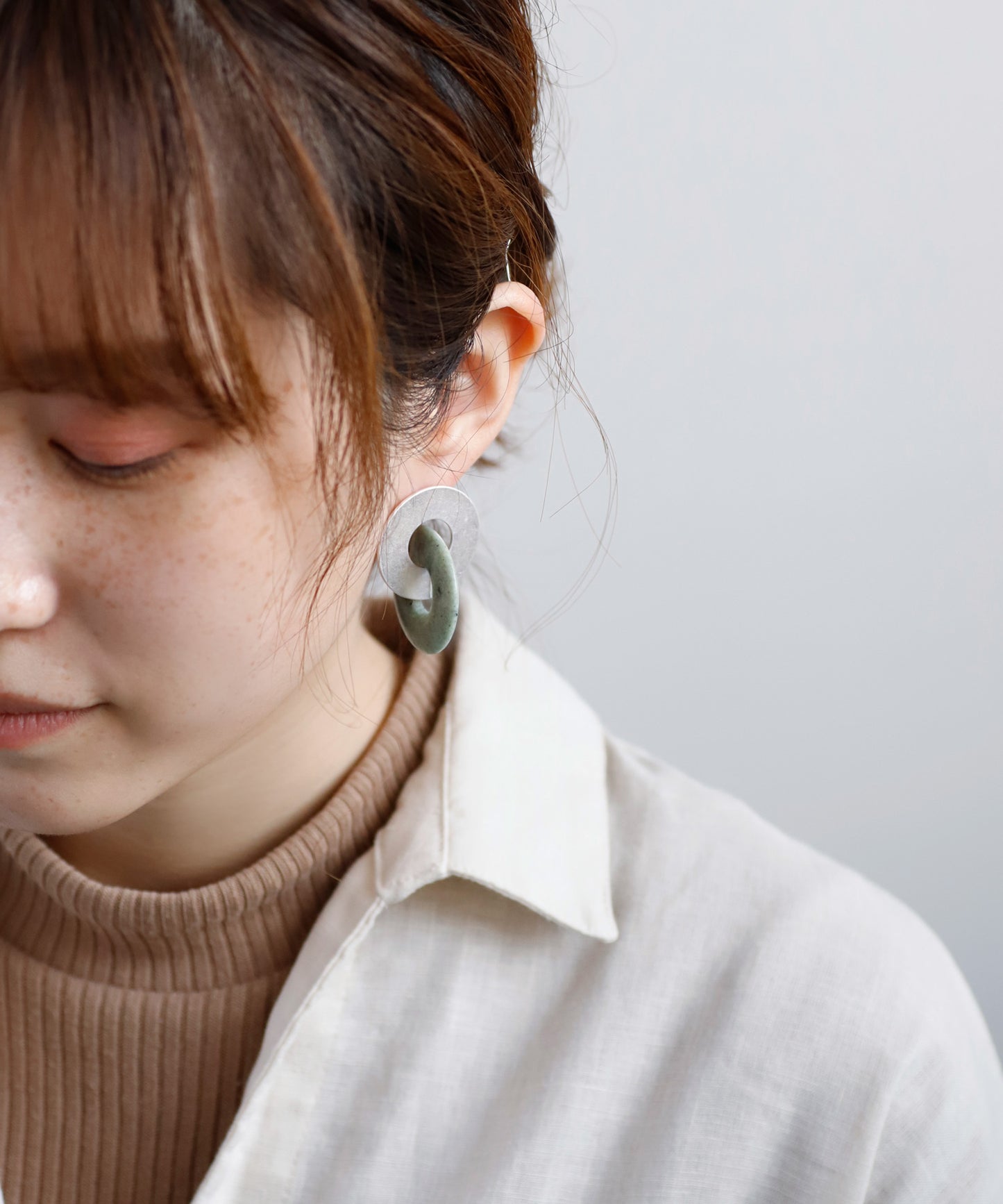 Stone Circle Earrings[Ownideal]