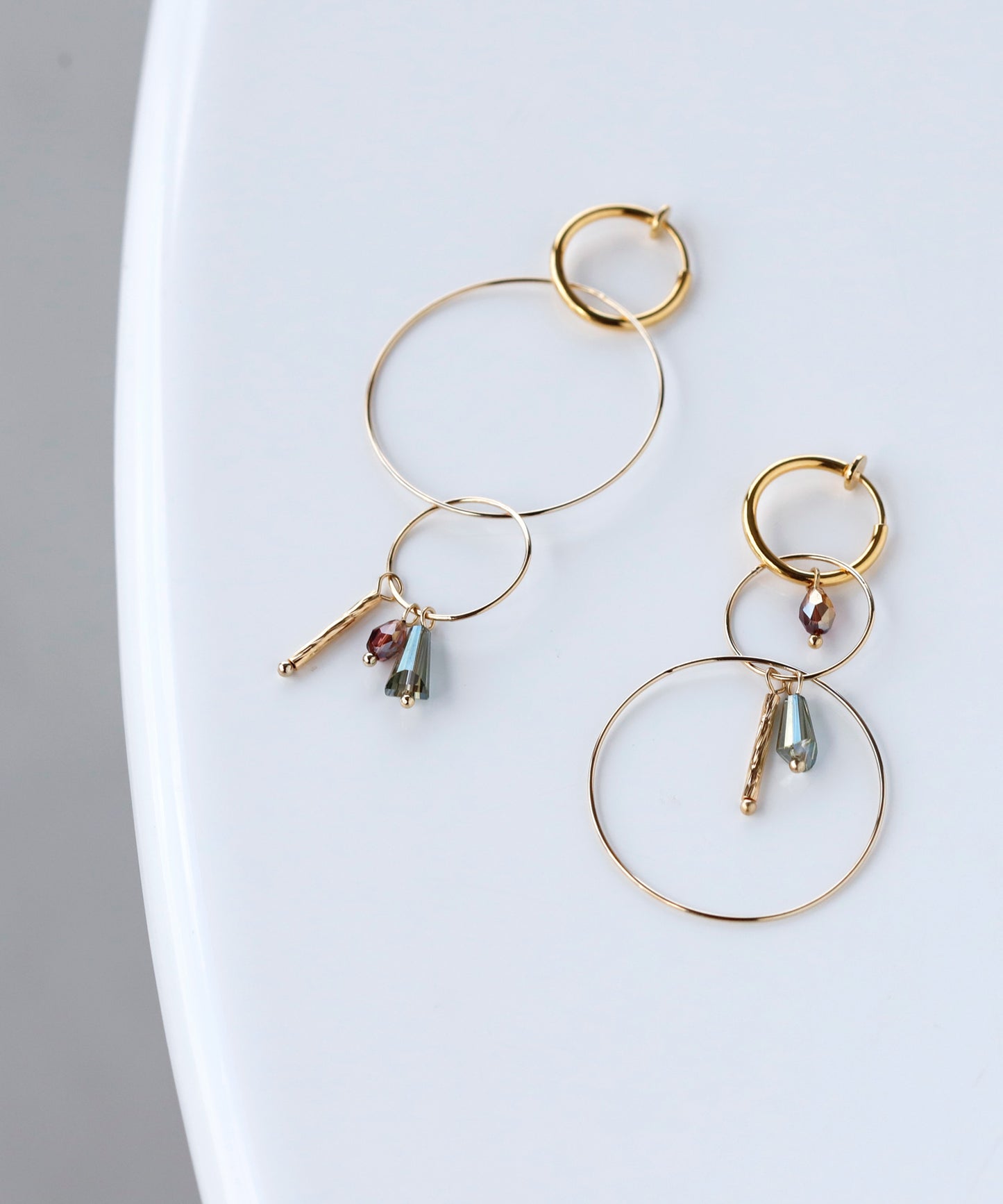 Hoop × Beads Clip On Earrings[Sheerchic]