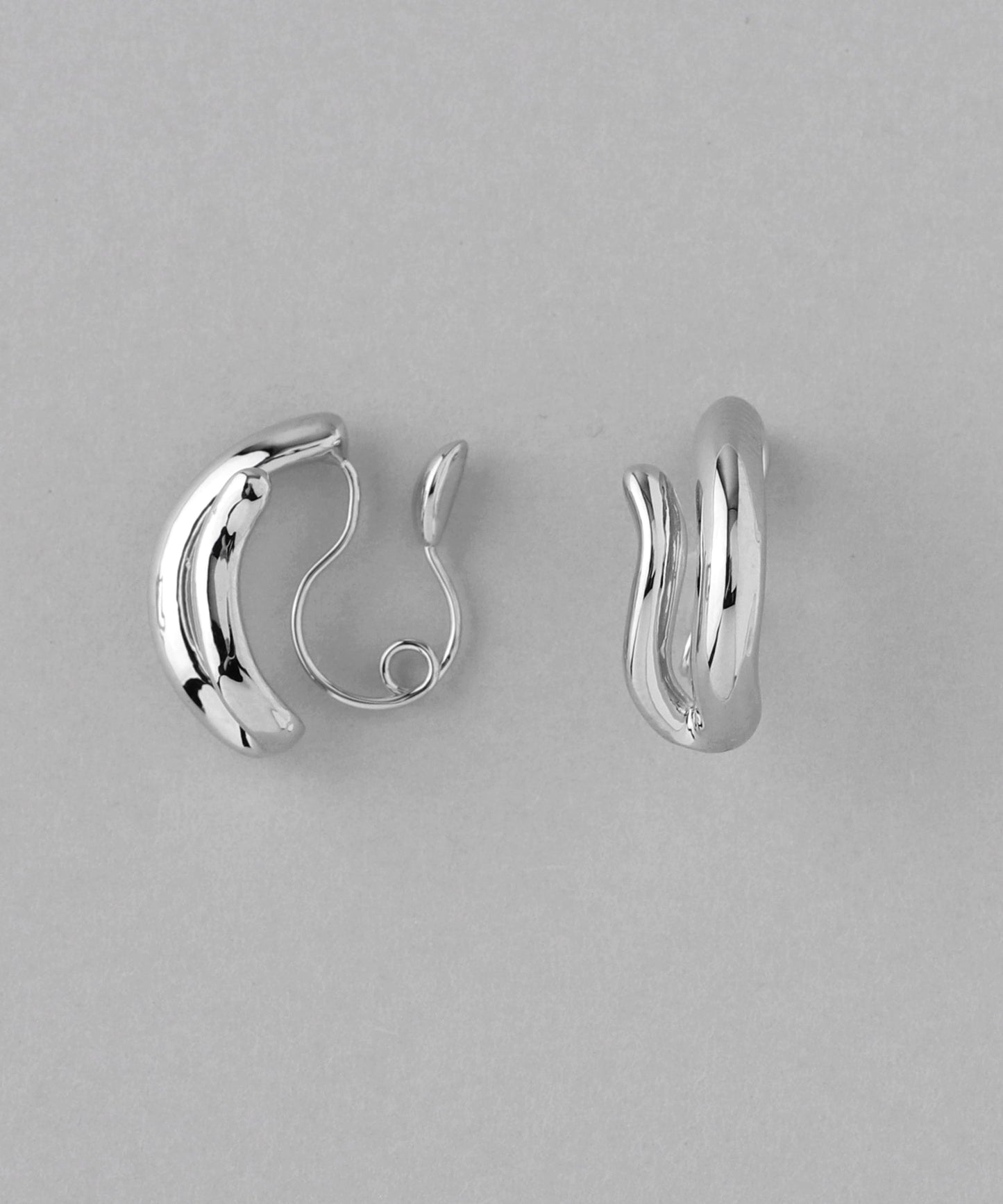Metal Hoop Clip On Earrings [Double][Basic]