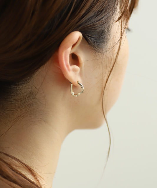 【Online Store Limited】Metal Hoop Earrings[Wave][Basic]
