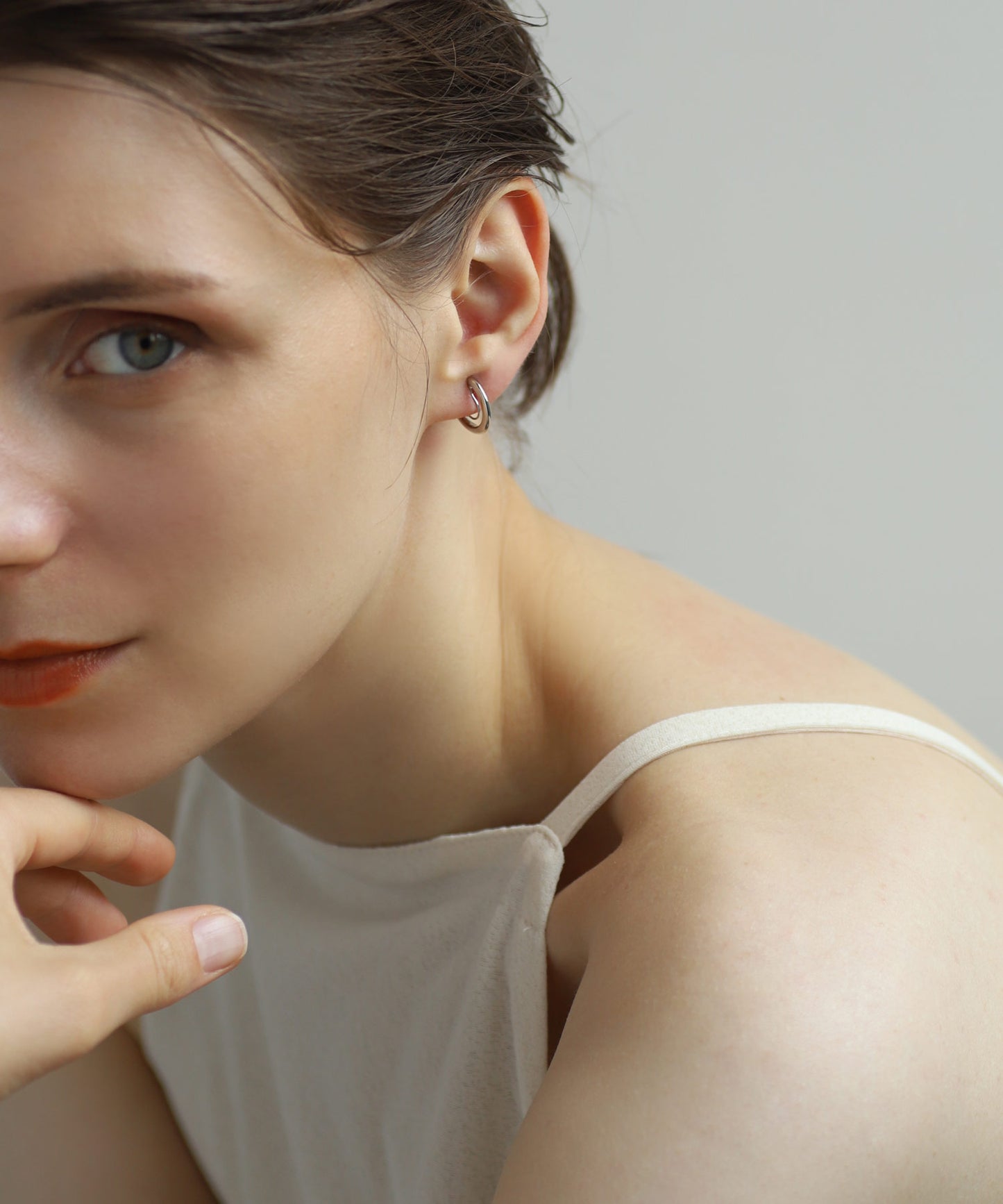 Metal Hoop Clip On Earrings [Flat M][Basic]