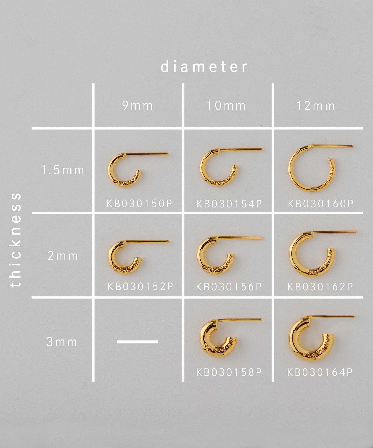 MR. Variety Hoop Earrings [thickness 2mm]
