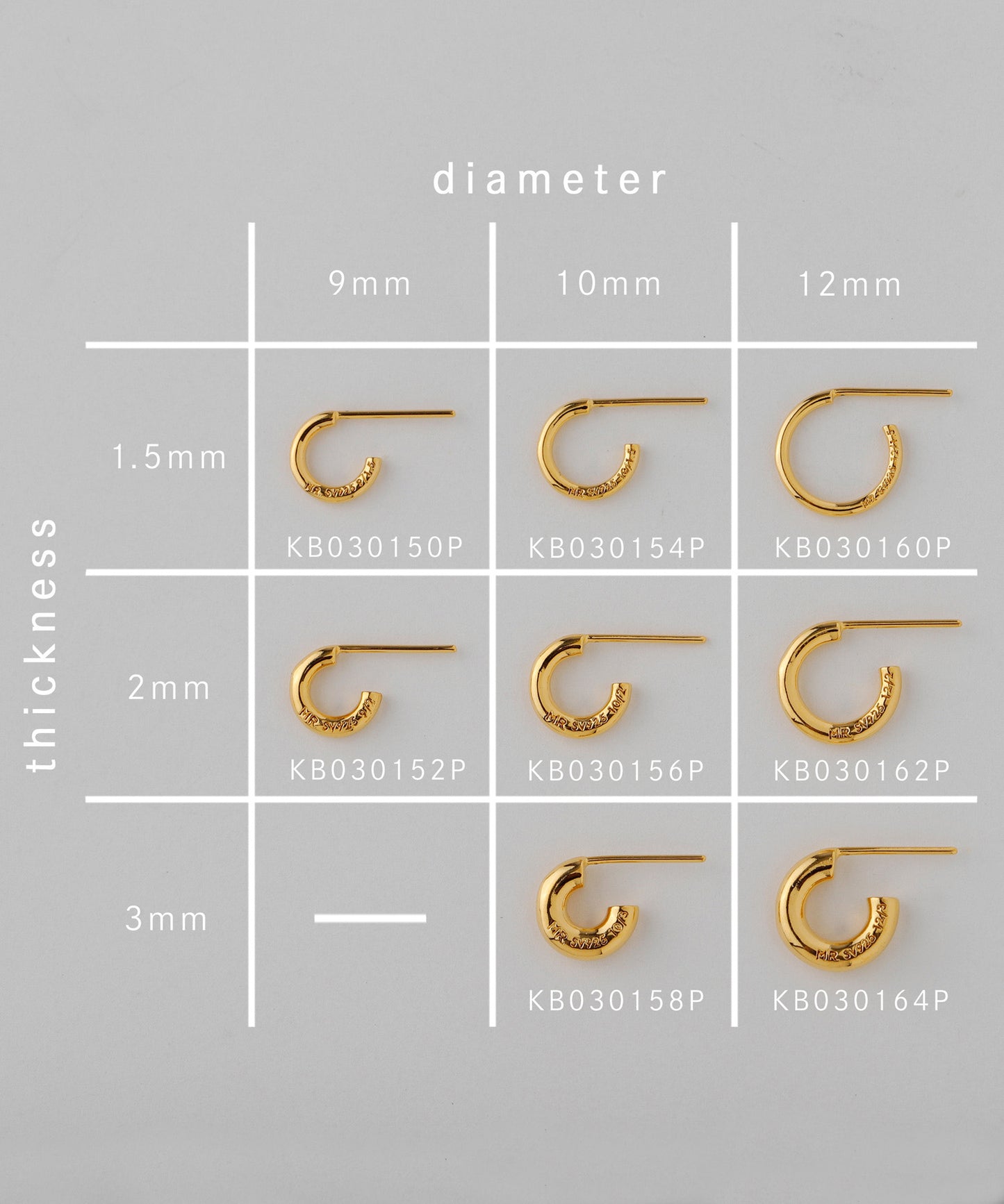 MR. Variety Hoop Earrings [thickness 1.5mm][UMU]