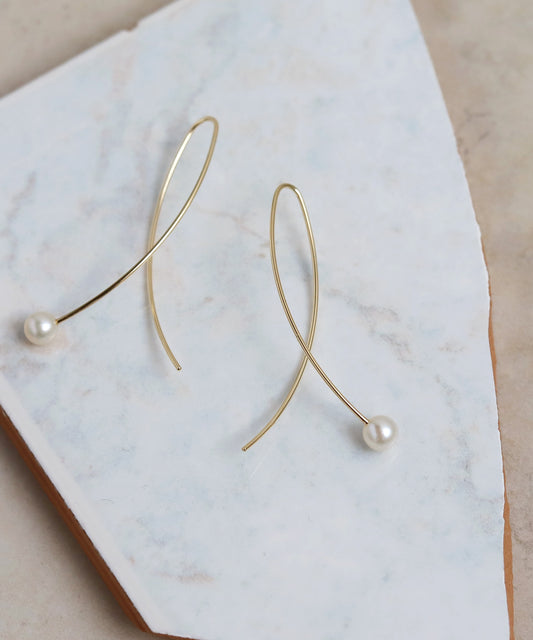 Pearl line earrings [10K][Basic]