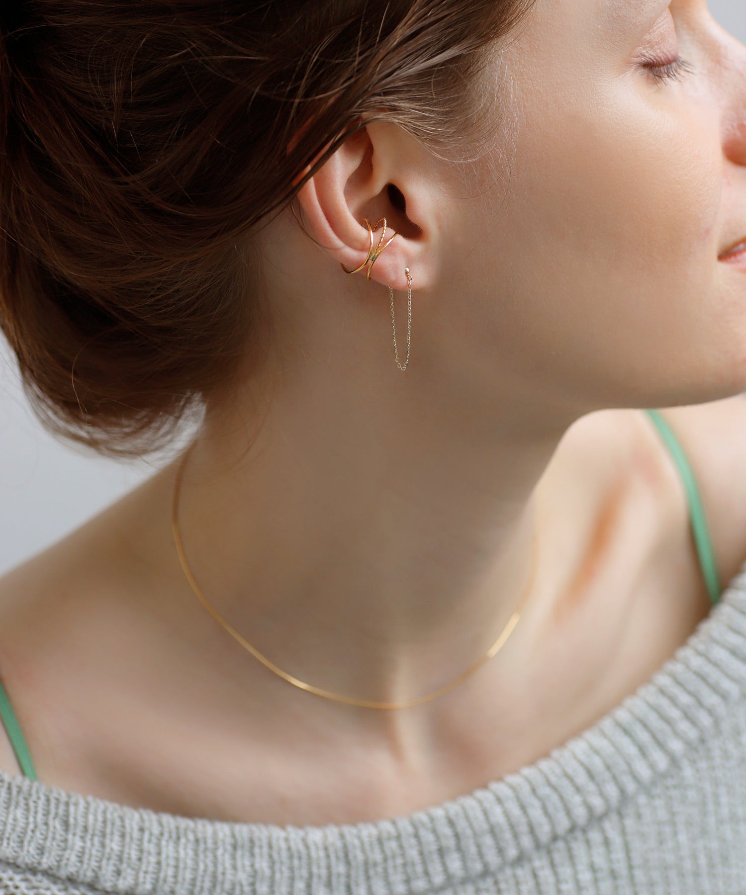 链式后挂钩耳环[10K][基本款](gg050227p) | mimi33 网上商店– mimi33