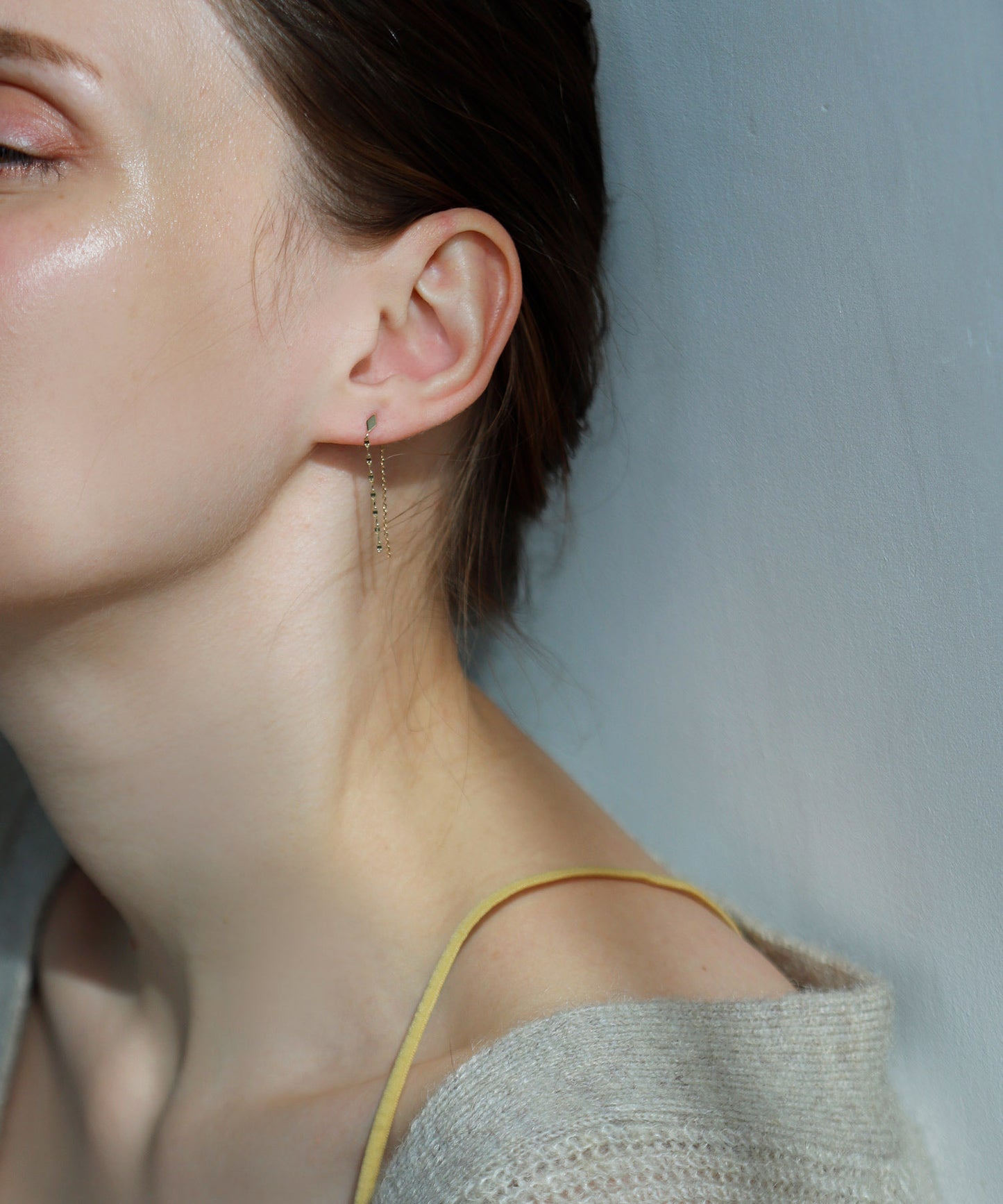 Combination Chain Back Catch Earrings [10K][Basic]