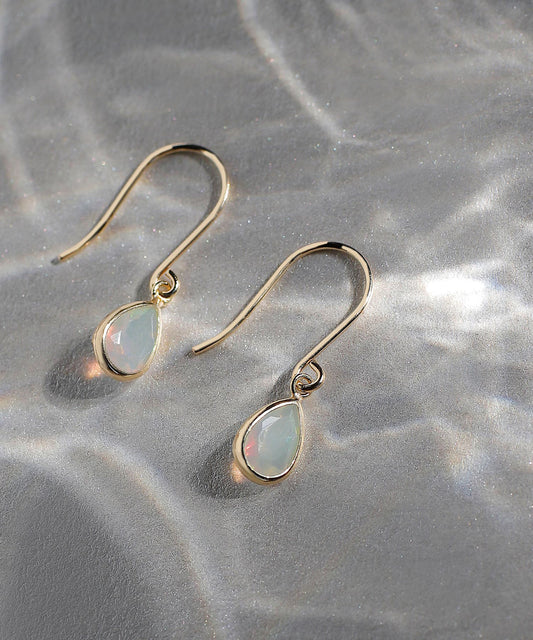 Gemstone x Drop Hook Earrings [10K][Basic]