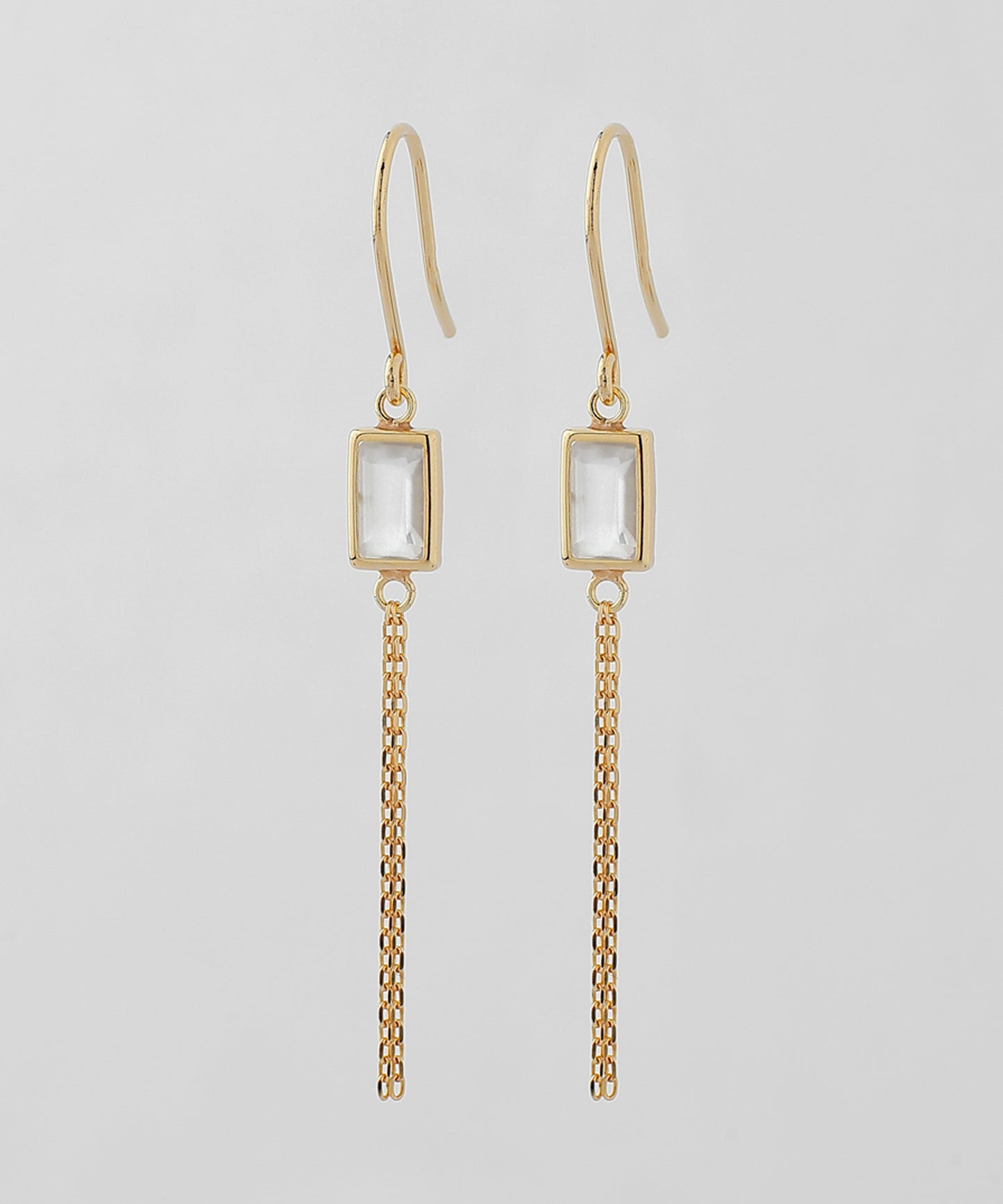 Gemstone x Drop Hook Earrings [10K][Basic]