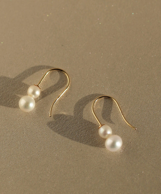 Double Pearl Hook Earrings [10K][Basic]