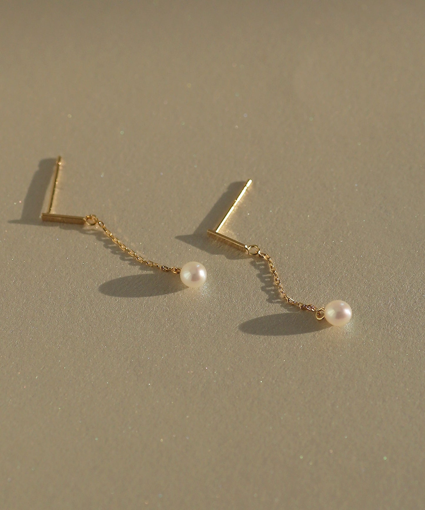 Pearl Chain Earrings [10K][Basic]