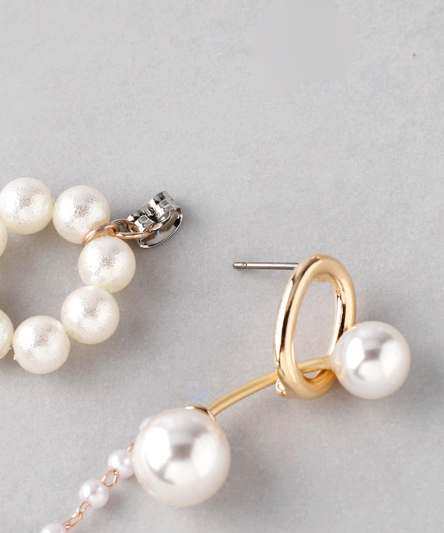 Metal × Pearl Asymmetry Earrings[Ownideal]