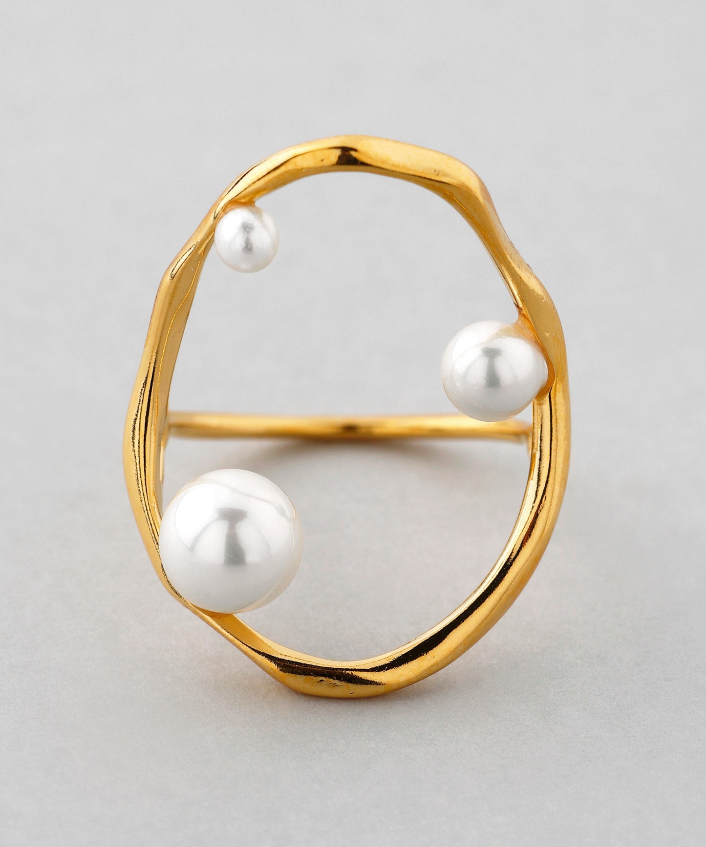 Pearl × Metal Frame Ring[UMU][Ownideal]