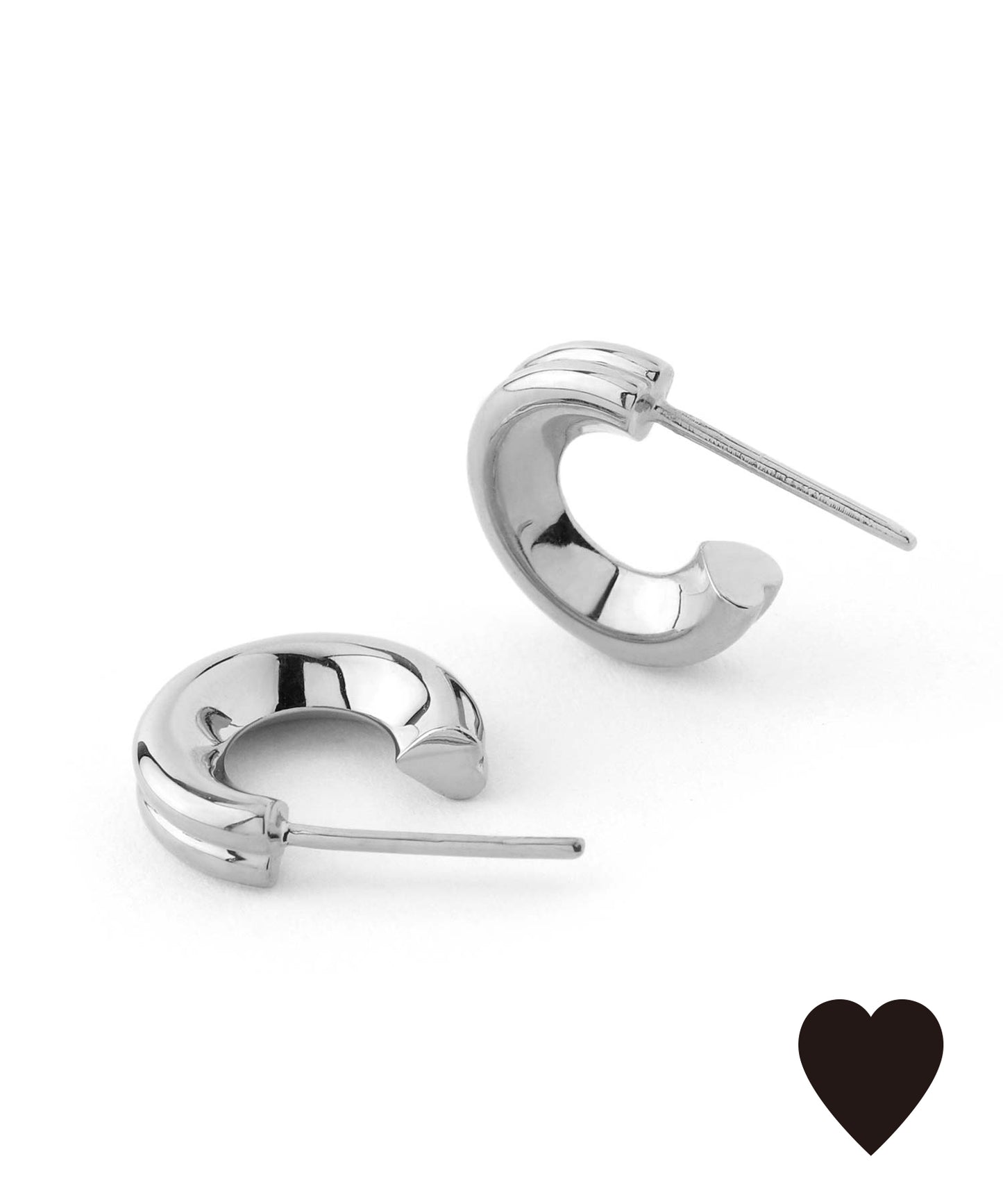 Heart Hoop Earrings [Object hoop-stainless-][UMU]