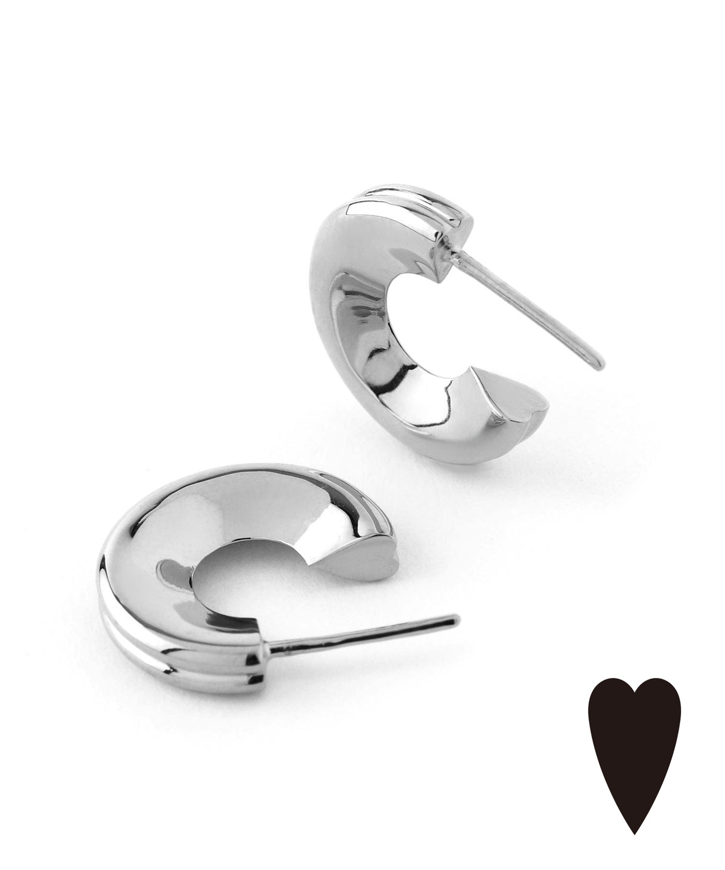 Slim Heart Hoop Earrings [Object hoop-stainless-][UMU]