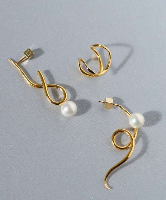 Pearl × Nuance Line Set Earrings[UMU][Ownideal]