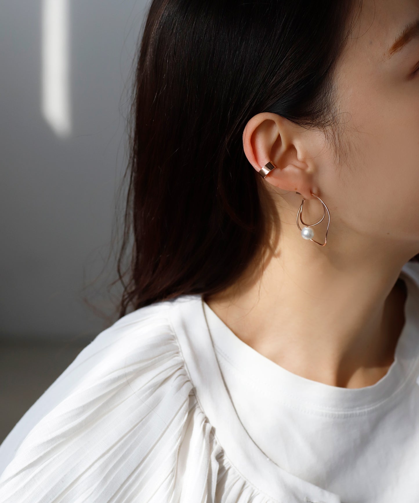 Pearl ＆ Nuance Line Set Earrings [UMU][Sheerchic]