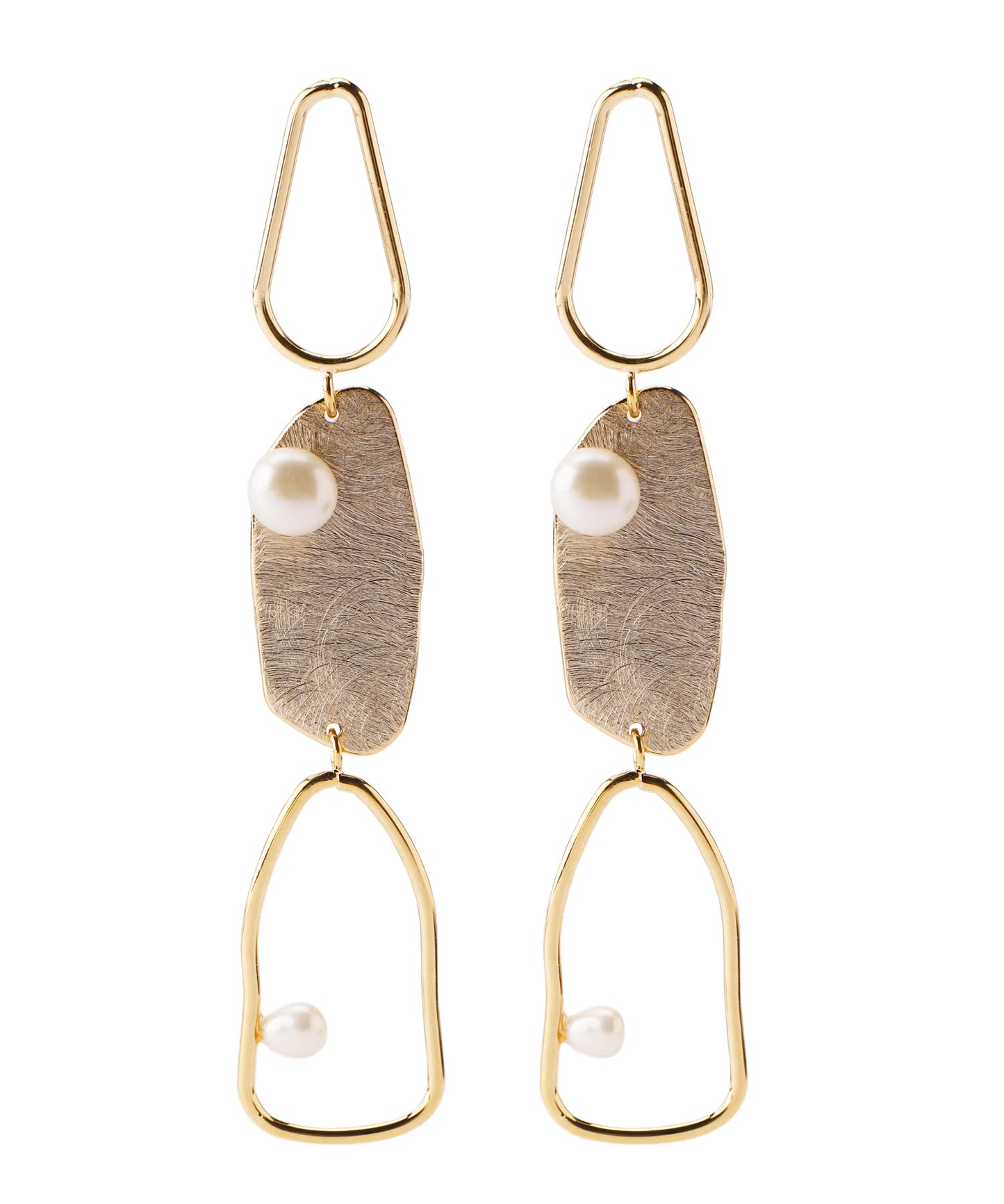 Metal × Pearl Long Earrings[Ownideal]