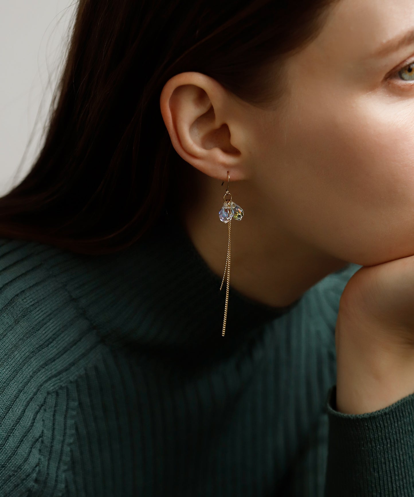 Czech Glass × Chain Earrings [Sheerchic]