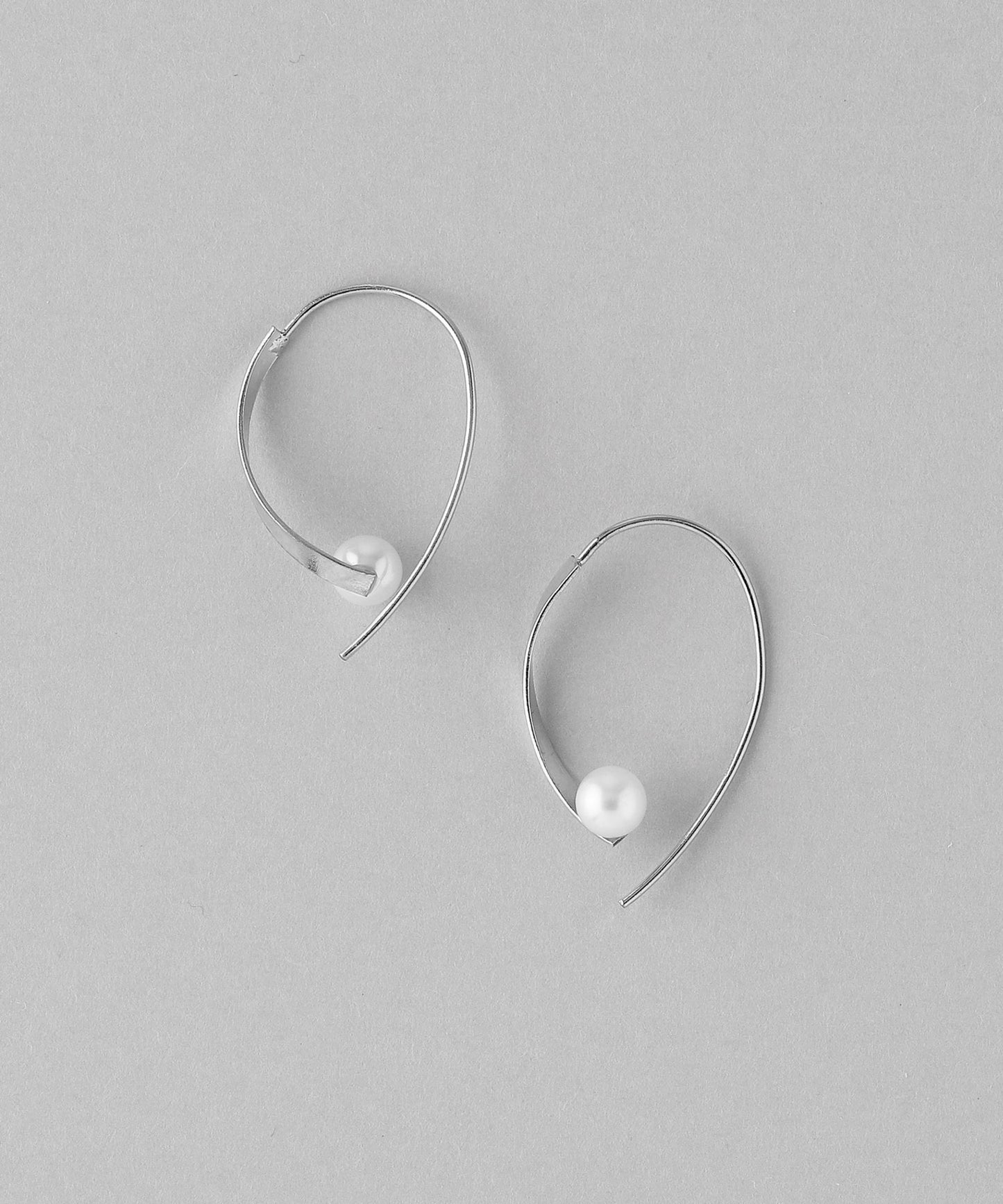 Pearl Curved Earrings [925 silver][Basic]